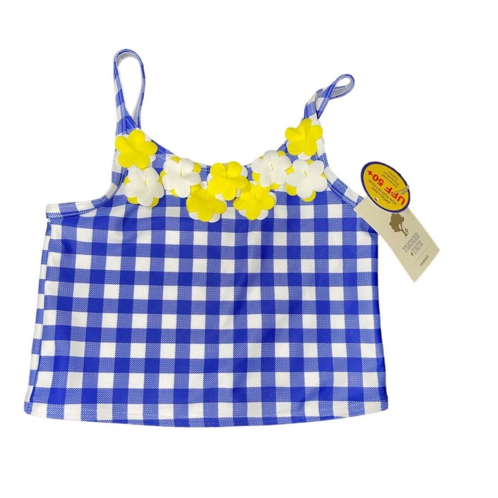 TUCKER + TATE Little Girls Gingham Swim Top with Flowers Size 5